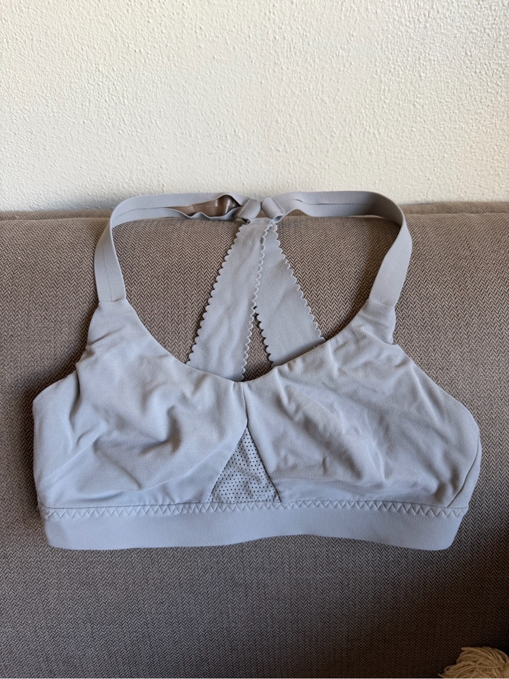 Athleta Light Gray Seamless Racerback Sports Bra